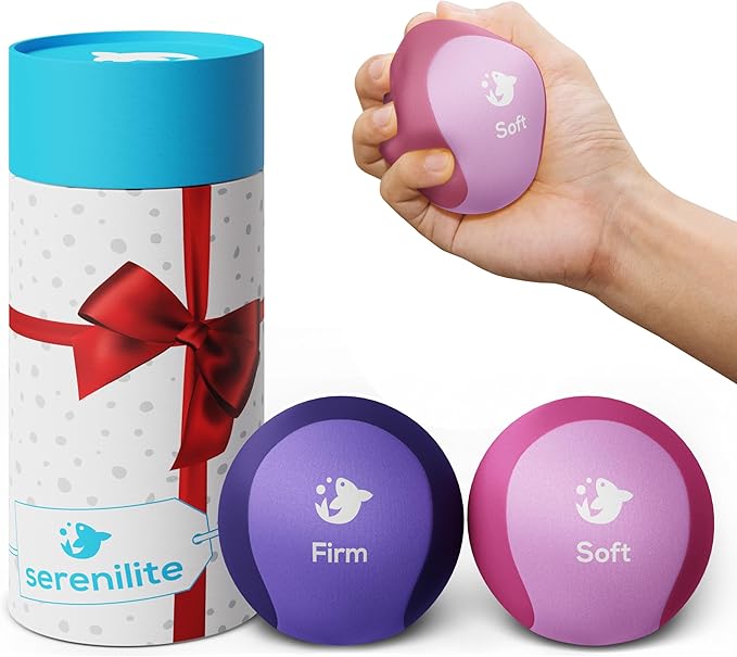 Serenilite Hand Therapy Exercise Stress Ball Bundle, Tri-Density Stress Balls for Adults & Grip Strengthening, Squeeze Balls for Hand Therapy, Hand Therapy Balls, Squeeze Ball, Hand Balls for Therapy