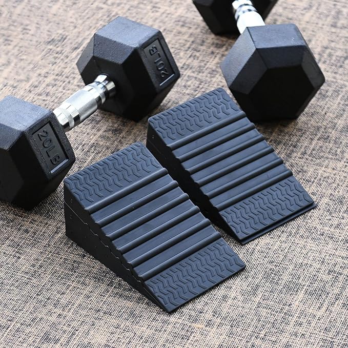 Slant Board for Squats - 6-Piece Adjustable Stackable Rubber Wedge Blocks for Squats & Balance Training, Non-Slip, Durable, 1200 lbs Capacity - Includes 2 Resistance Bands & Storage Bag