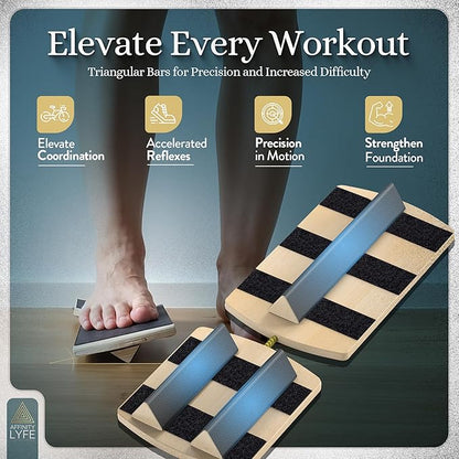 Ankle Strengthener & Foot Health Balance Board for Adults - Complete Physical Therapy Equipment | Pilates Board | Wobble Board | Balance Trainer - Includes Exercise Videos, Travel Bag & More