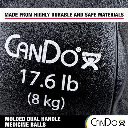 CanDo Molded Dual-Handle Medicine Ball for Strength Training, Core Workouts, Warmups, Cardio, and Plyometrics with Handles for Home and Clinic Use