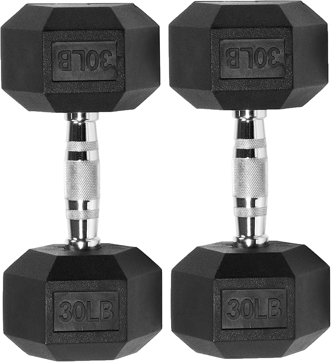 Signature Fitness Premium Rubber Encased Hex Dumbbell, Pairs