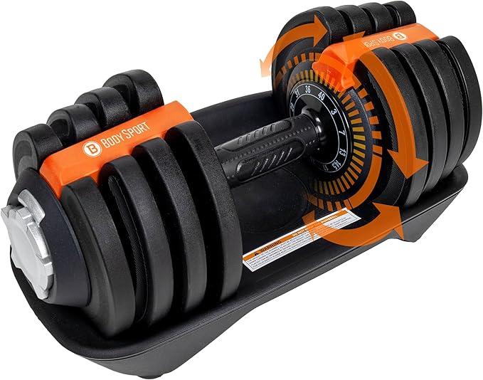 BodySport 40 Pound Adjustable Dumbbells â€“ Includes 12 3 to 40 Pounds,