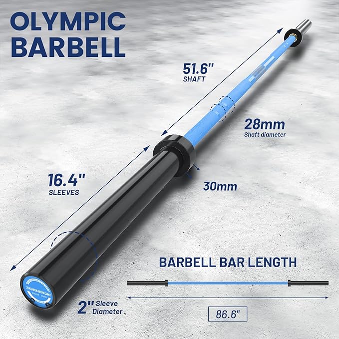 7ft Olympic Barbell Bar 45LB Load 1500-lbs Capacity Available, for Gym Home Exercises, Weightlifting, Powerlifting for 2" Olympic Plates