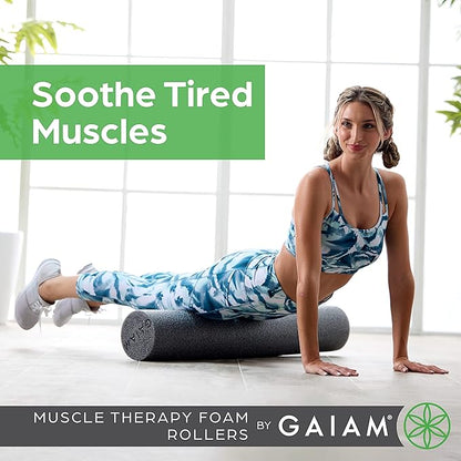 Gaiam Restore Foam Roller for Muscle Massage - Deep Tissue Muscle Massager for Sore Muscles & Stimulation - Total Body Pain Relief, Back, Neck, Foot, Calf, Leg, Arm (18 Inch and 36 Inch)