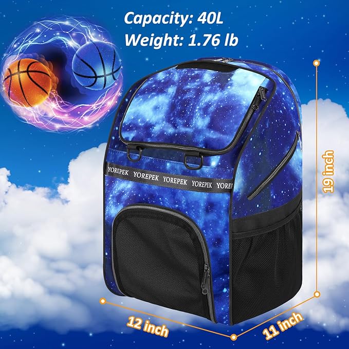 YOREPEK Basketball Bag, Large Basketball Backpack with Shoe Compartment and Ball Holder for daughter son, Water Resistant Soccer Bag for Sport Training Equipment Fits Volleyball Football Gym