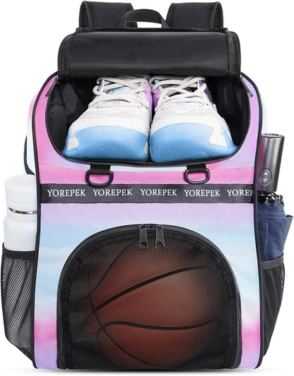 YOREPEK Basketball Bag, Large Basketball Backpack with Shoe Compartment and Ball Holder for daughter son, Water Resistant Soccer Bag for Sport Training Equipment Fits Volleyball Football Gym