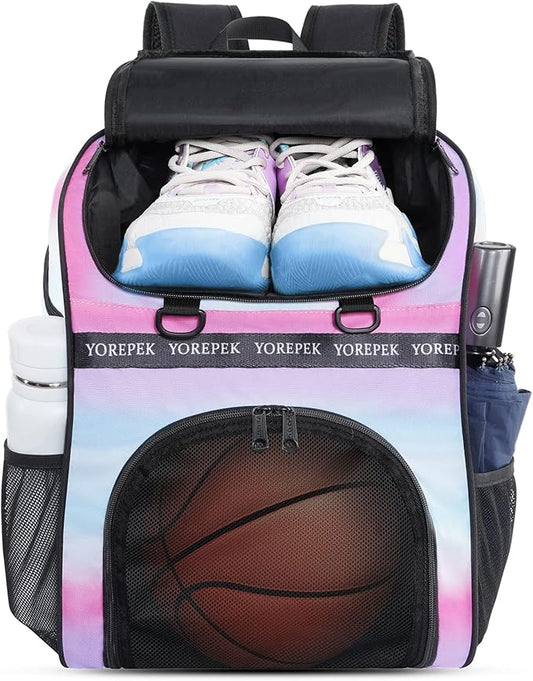 YOREPEK Basketball Bag, Large Basketball Backpack with Shoe Compartment and Ball Holder for daughter son, Water Resistant Soccer Bag for Sport Training Equipment Fits Volleyball Football Gym