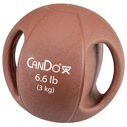 CanDo Molded Dual-Handle Medicine Ball for Strength Training, Core Workouts, Warmups, Cardio, and Plyometrics with Handles for Home and Clinic Use