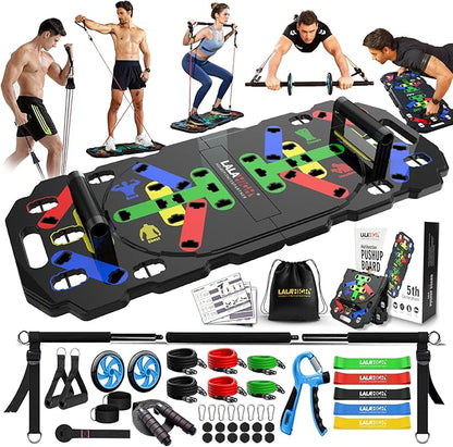 LALAHIGH Portable Exercise Equipment: Complete Home Fitness System with Gym Accessories for Full Body Workout at Home - Suitable for Men and Women