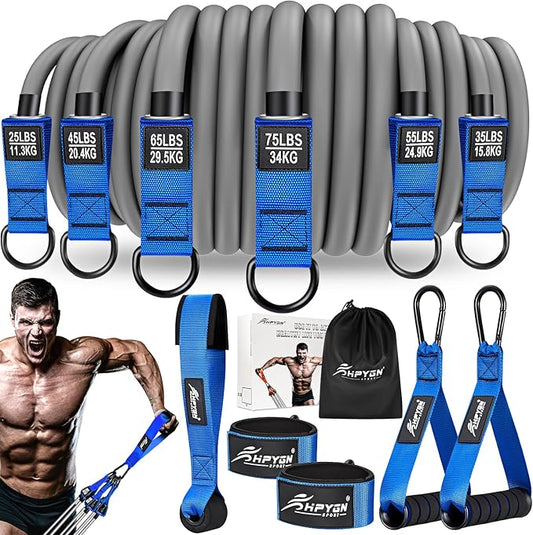 Resistance Bands, Heavy Exercise Bands with Handles, Fitness Bands for Working Out, Workout Bands for Men, Weight Bands Set for Muscle Training, Strength, Slim, Yoga, Home Gym Equipment