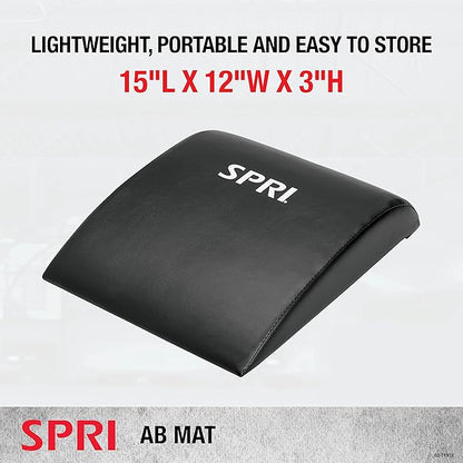 SPRI Ab Mat - Workout Mat Accessory for Abdominal Exercises, Sit-Ups, Crunches, Push-Ups, Core Training, and More - Portable Padded Shaped Mat with Curved Back Support for Toning Abs,Black