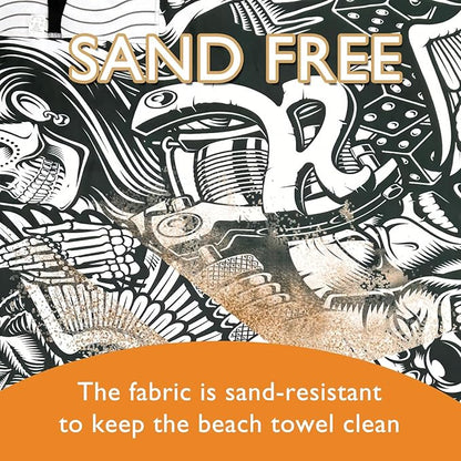 Beach Towel - Microfiber Beach Towels(71" x 40" - 1Pcs) - Quick Dry Sand Proof Absorbent Compact Beach Blanket - Lightweight Towel for Beach Swimming Surfing Sports Yoga Gym(Skull)