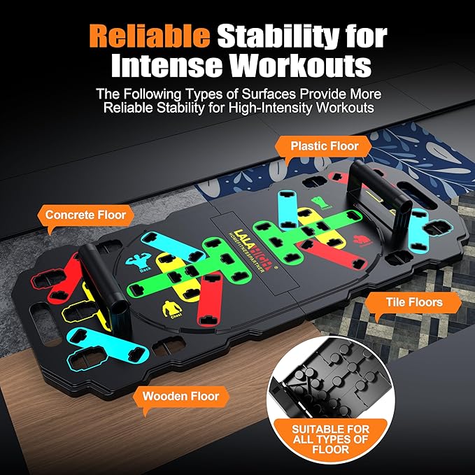 LALAHIGH Upgraded Large Portable Fitness Equipment: 5th Generation 26-in-1 Push Up broad fitness, Add Steel Reinforce Structure, Non-slip Push Up Handles for Full Body Workout at Home, Professional Strength Training Equipment for Man and Women