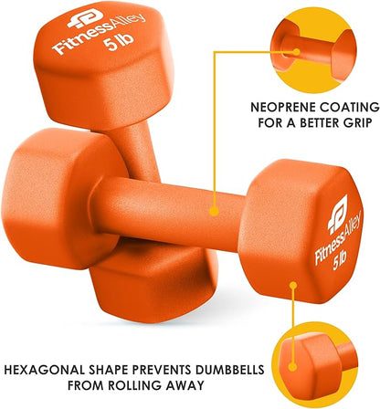 Neoprene Coated Workout Dumbbells set of 2 – Anti Roll, Non Slip with Smooth Grip Fitness & Exercise Dumbbells – Hexagon Shaped Hand Weights for Women & Men – Best Choice for Gyms & home use