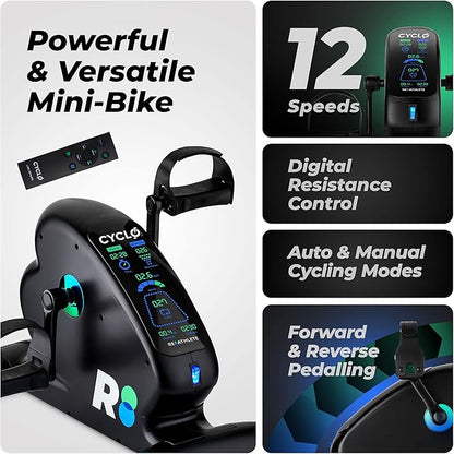 REATHLETE CYCLO: Under-Desk Bike/Pedal Exerciser | Desk Bike for Leg and Arm Exercises | Pedal Exerciser for Cardio Training, Fitness, & Rehabilitation | All-Digital, Light & Quiet Under-Desk Bike