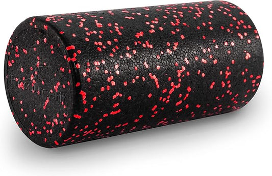 ProsourceFit High Density Foam Rollers 12 - Inches long, Firm Full Body Athletic Massage Tool for Back Stretching, Yoga, Pilates, Post Workout Muscle Recuperation, Black