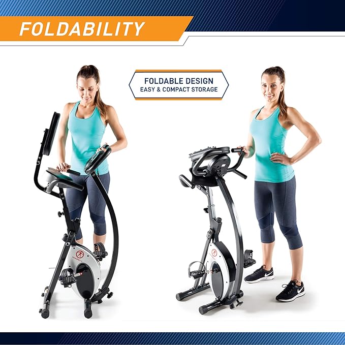 Marcy Foldable Upright Exercise Bike with Adjustable Resistance for Cardio Workout & Strength Training - Multiple Styles Available