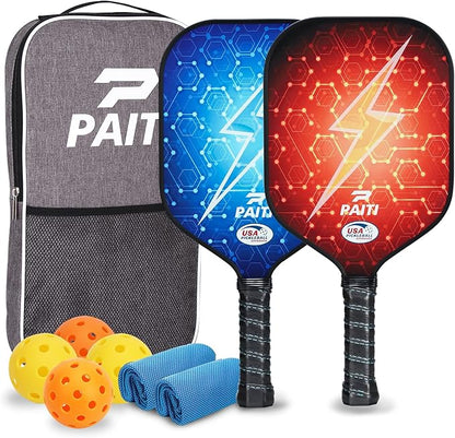 Pickleball Paddles, USAPA Approved Reinforced 13mm Thick Core Fiberglass Surface Pickleball Set with Pickleball Rackets,pickleball paddles set of 2, Pickle Ball Paddle Set tennis gifts for Men Women