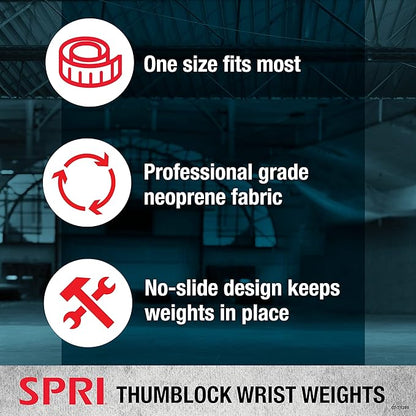 SPRI Wrist Weights Thumblock Arm Weights Set for Women & Men (Available in 2lb or 4lb Sets)