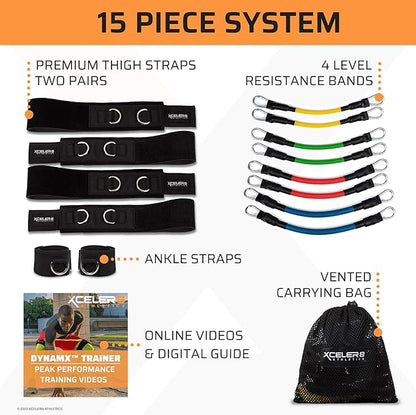 XCELER8 Bands Speed and Agility Training Resistance Bands for All Sports | Includes Ankle Straps | Training Videos | Fast Sprinting, Explosive, Agile, Strength, Endurance