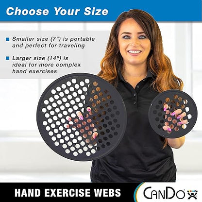 CanDo Hand Exercise Webs for Physical Therapy, Grip Strengthening, and Hand, Finger, Wrist Resistance Workouts, Portable Size, Low Powder, 7" Diameter, Black: X-Heavy