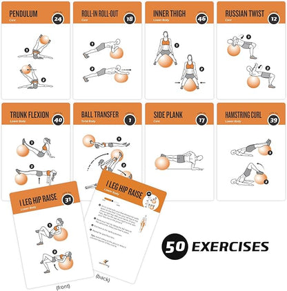 NewMe Fitness Stability Workout Cards - Instructional Fitness Deck for Women & Men, Beginner Fitness Guide to Training Exercises at Home or Gym