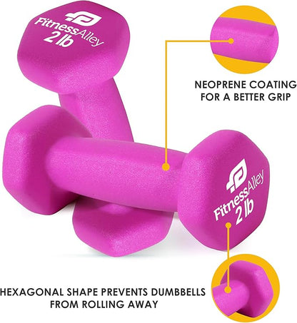 Neoprene Coated Workout Dumbbells set of 2 – Anti Roll, Non Slip with Smooth Grip Fitness & Exercise Dumbbells – Hexagon Shaped Hand Weights for Women & Men – Best Choice for Gyms & home use