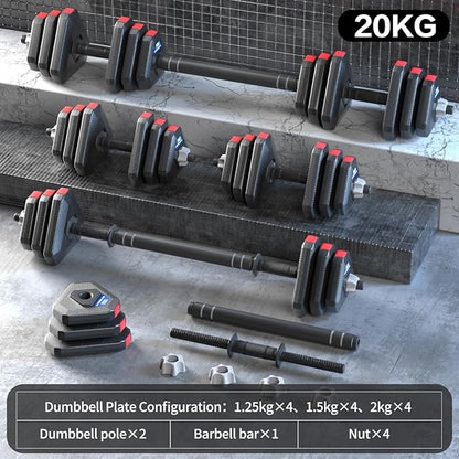 Adjustable Weight Dumbbell Set 22LB/44LB/66LB Free 3 in 1 Dumbbells