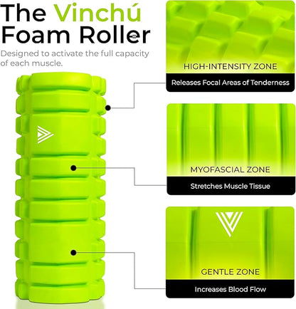 The Vinchu Foam Roller - Deep Tissue Massage Muscle Roller and Stretching Equipment for Sustainable Strength and Myofascial Trigger Point Release (Spring Green, L)