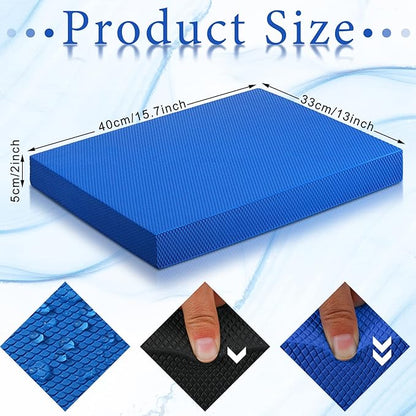 Deekin 2 Pcs Foam Balance Pad Non Slip Stability Trainer Pad Rectangle Balance Board Exercise Pad Cushion for Women Men Dancing Balance Training Workouts Yoga Physical Therapy, Black and Dark Blue