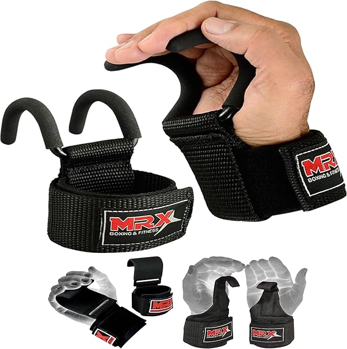 MRX Power Weight Lifting Straps Wrist Support Heavyduty Gym Training Bandage Cordura Hook Deadlifting Wraps