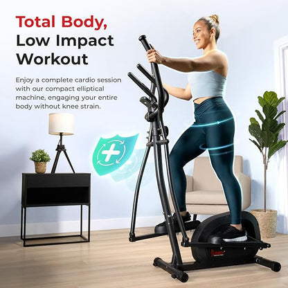 Sunny Health & Fitness Legacy Stepping Elliptical Machine, Total Body Cross Trainer, Low Impact Exercise Equipment with Optional SunnyFit App Enhanced Connectivity