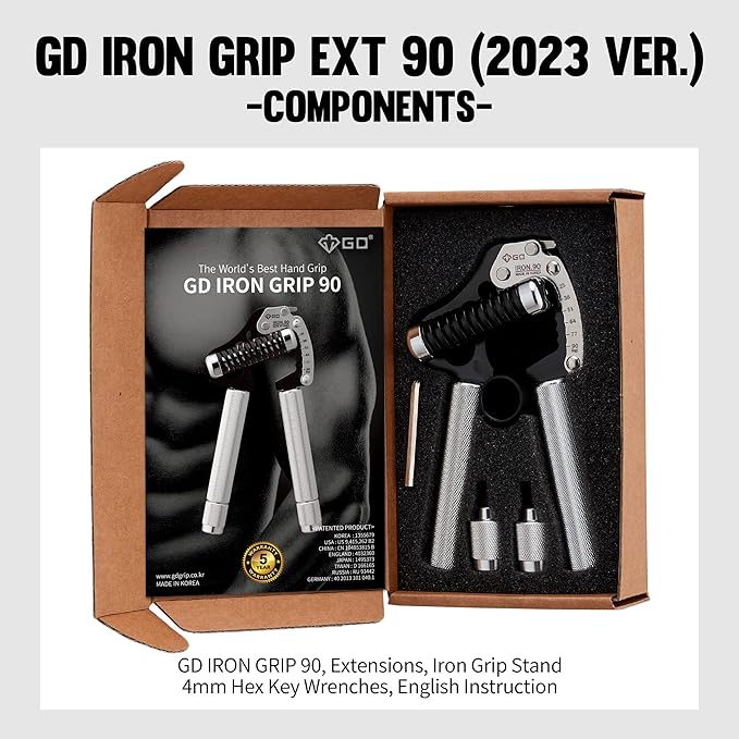 GD Iron Grip Hand Grip Strengthener (Adjustable Hand Grips for Strength Training) Wrist and Forearm Strength Trainer