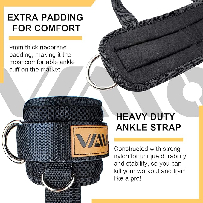 Ankle Straps for Cable Machines,Adjustable Comfort fit Neoprene, Reinforce Double D-Ring - Premium Ankle Cuffs to Improve Abdominal Muscles, Lift The Butts, Tone The Legs for Men & Women