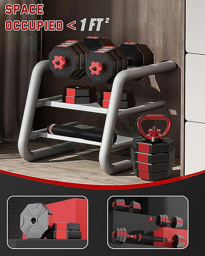 4-in-1 Adjustable Dumbbell Set – Octagonal Anti-Roll Design