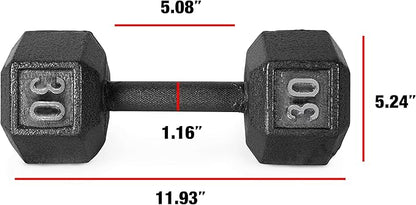 CAP Barbell Black Cast Iron Hex Dumbbell | 5-120 LBs | Single or Pair