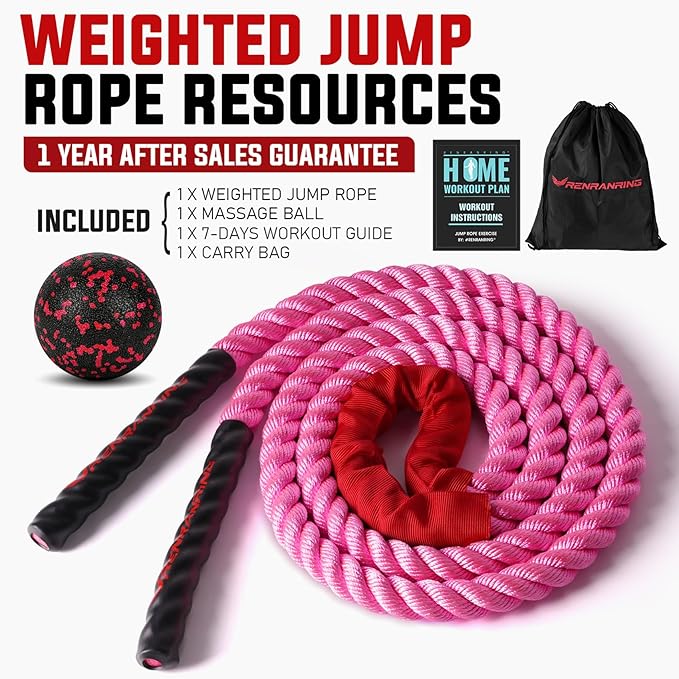 Jump Rope, 3lb 4lb 5lb Weighted Jump Rope for Fitness, 9.8ft Heavy Jumping Ropes for Exercise, Adult Workout Rope for Men & Women Improve Strength, Skipping Rope for Gym Training, Home Workout