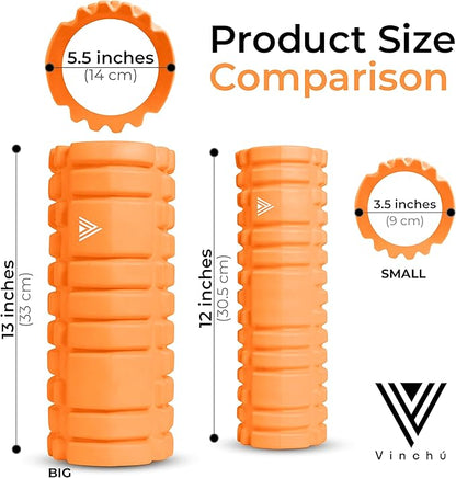 The Vinchu Foam Roller - Deep Tissue Massage Muscle Roller and Stretching Equipment for Sustainable Strength and Myofascial Trigger Point Release (Orange, L)