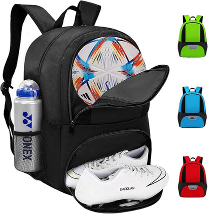 Soccer Bag&Soccer Backpack&Backpack for Football Volleyball Basketball,Sport Equipment Bags with Shoe compartment. (Black)