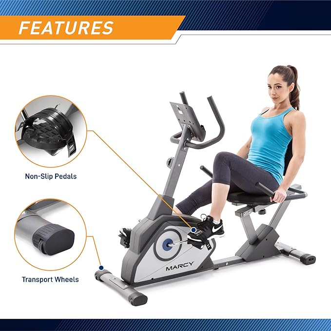 Marcy Magnetic Recumbent Exercise Bike with 8 Resistance Levels