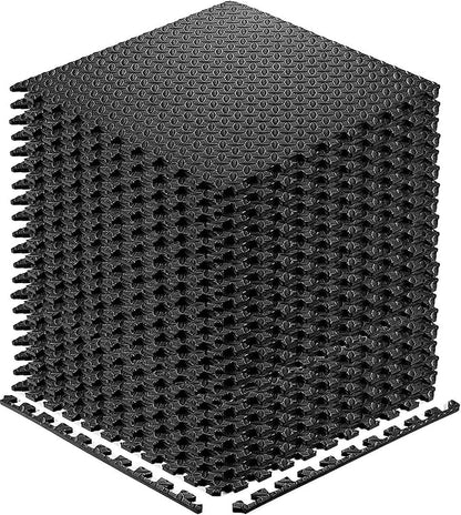 Exercise Mats Puzzle Foam Mats Gym Flooring Mat Cover 20 SQ.FT Interlocking Foam Mats with EVA Foam Floor Tiles for Home Gym Equipment Workouts (20pcs Black Mats)