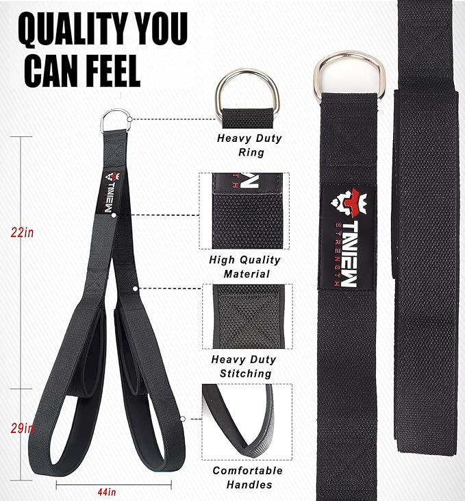 Tricep Rope Cable Attachment (Two Lengths Built in One) Greater Range of Motion,Tricep Pull Down Rope Extension Straps Cable Crossover Accessories