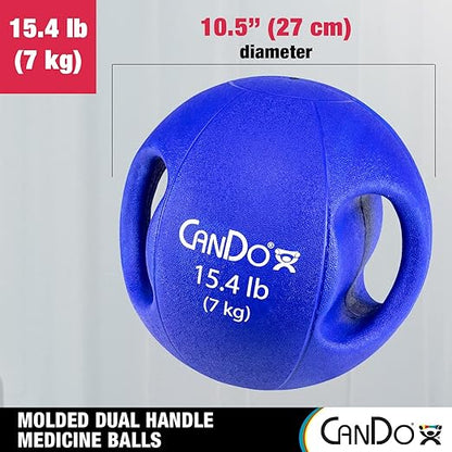 CanDo Molded Dual-Handle Medicine Ball for Strength Training, Core Workouts, Warmups, Cardio, and Plyometrics with Handles for Home and Clinic Use