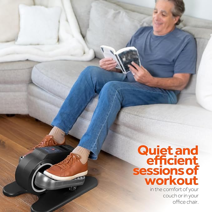 SITFIT, Sit Down and Cycle! Powered Foot Pedal Exerciser for Seniors, Under Desk Elliptical Exercise Bike, Leg Exerciser While Sitting. Peddler Exerciser Mini Bike, Portable Rehabilitation Equipment.