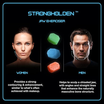 Jaw Exerciser for Men & Women, Silicone Jawline Exerciser Tablets, Jaw Toner for Men & Women, Jawstyle and Jaw Trainer (3 Levels - Neon)