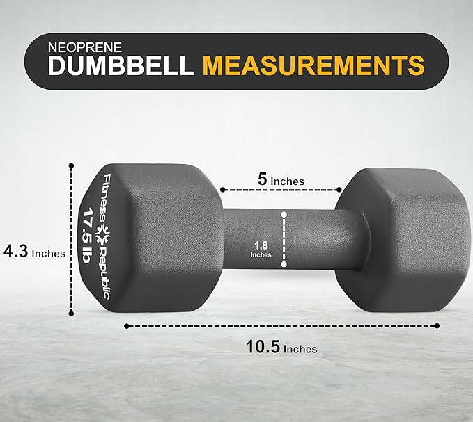 Neoprene Dumbbell Set of 2, Non-Slip, Hex Shape, Free Weights Set for Muscle Toning, Strength Building, Weight Loss - Portable Weights for Home Gym Hand Weight