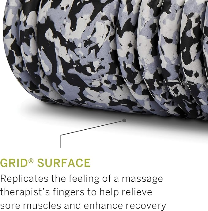 TRIGGERPOINT Grid Foam Roller - Multi-Density Exterior, Rigid Core - Trusted by Therapists and Athletes - Standard Density, Includes Online Instructional Videos, 33cm, Grey Camo