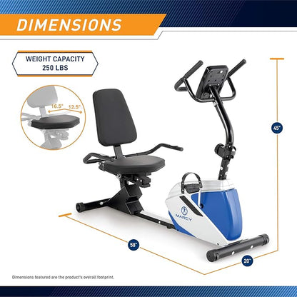 Marcy Magnetic Recumbent Exercise Bike with 8 Resistance Levels