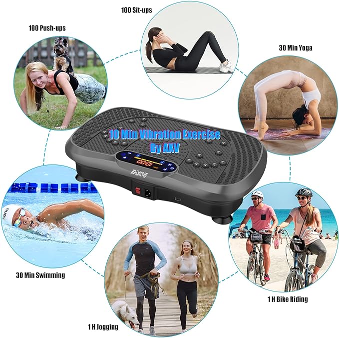 Vibration Plate Fitness Platform Exercise Machine Vibrating Shaking Full Body Shaker Workout Power Waver Vibrate Stand Shake Board Sport Gym for Weight Loss Fat Burner for Women Men