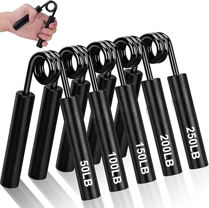 Metal Hand Grip Strengthener Set(100, 150, 200, 250lbs), Grip Strength Trainer, Crushing Grip Trainer, Pinch Grip Trainer, Forearm Exerciser, Gripper Fitness Equipment for Home Gym